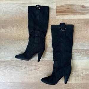 Vintage MIA Black Suede Knee-High Boots – Size 8